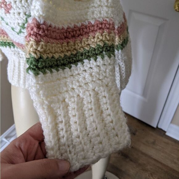 𝅺vintage chunky knit grandma handmade sweater white - Picture 3 of 8